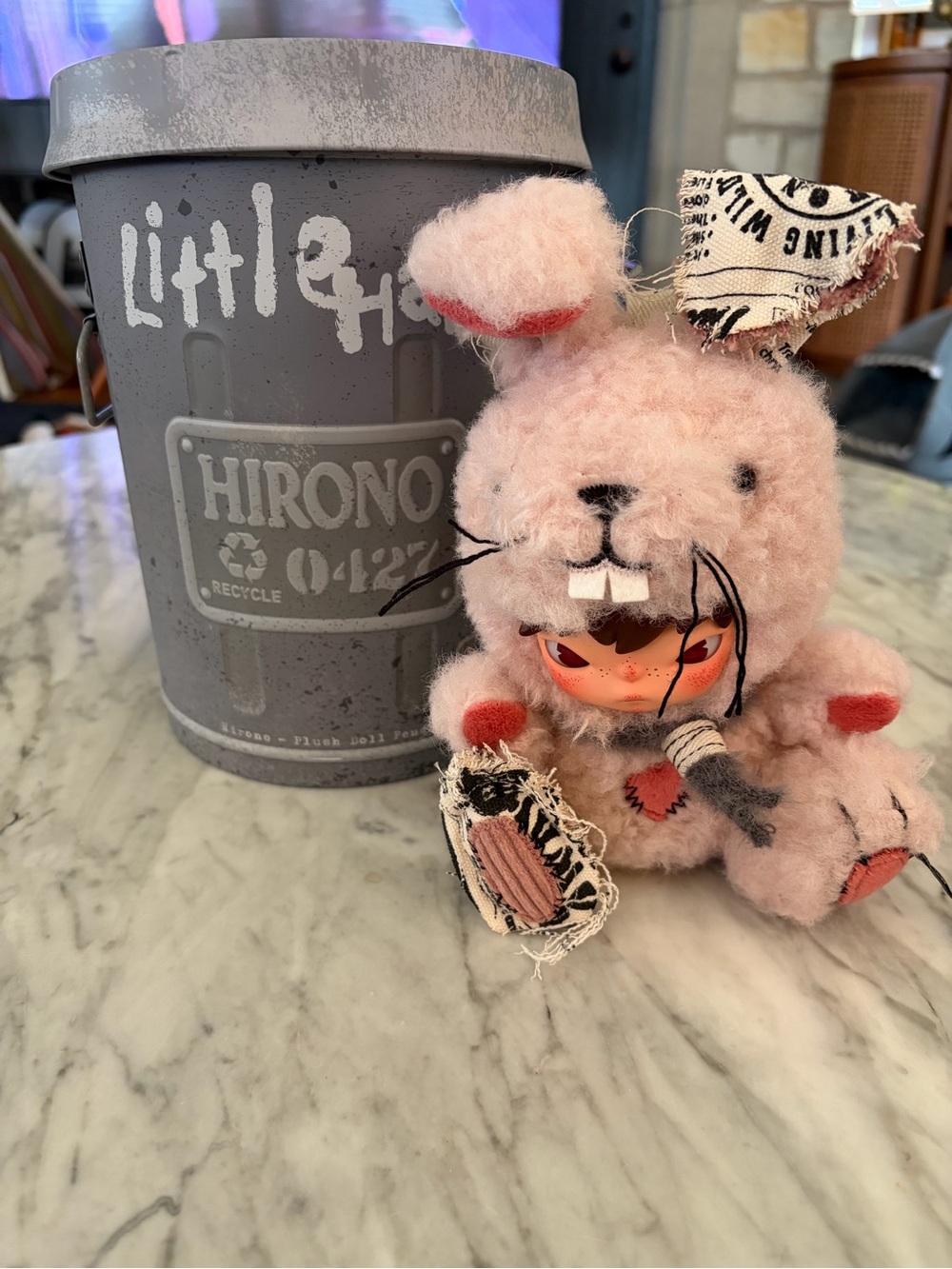 Hirono Little Hare in Trash Can Plush Doll - Pink